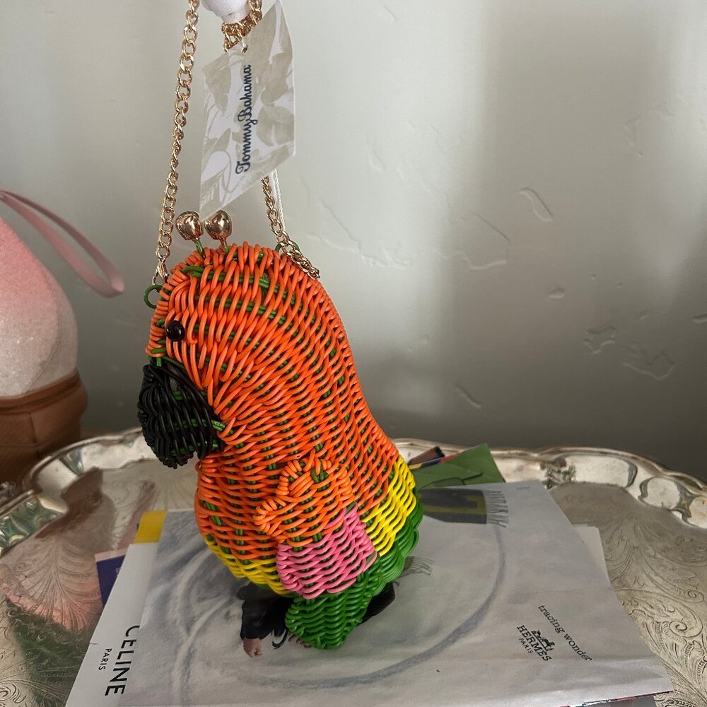 Tommy Bahama Colorful Novelty Wicker Parrot Macaw Purse Bag Clutch - Picture 6 of 6